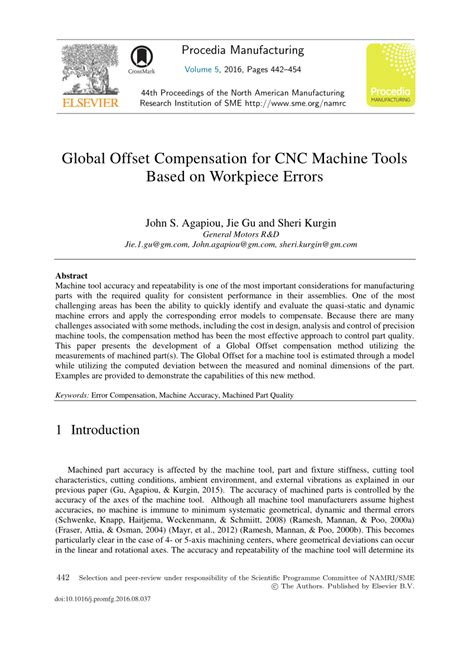 Global Offset Compensation for CNC Machine Tools Based on 